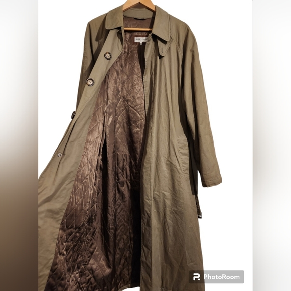 Giorgio Armani Tan/Green Long Trench Coat Fully Lined - Picture 3 of 8